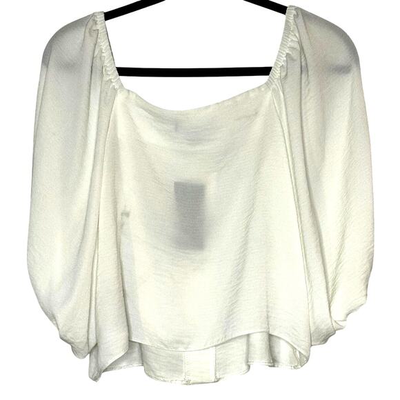 New Look – Sasha Square Neck Button Shoulder Top – White – US 4 - Picture 4 of 4